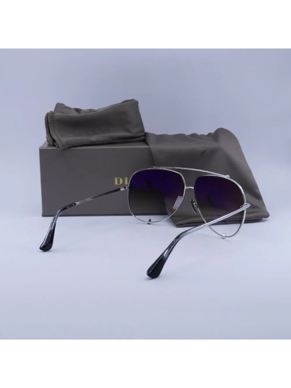 Dita TALON-23007-I-62 Sunglasses Silver Aviator Frame, Grey Lenses
